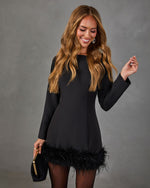 Milton Feather Trim Mini Dress