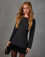 Milton Feather Trim Mini Dress