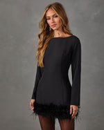 Milton Feather Trim Mini Dress