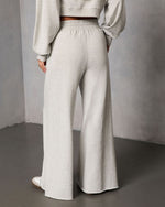 Grey % Off Hours Fleece Wide Leg Sweatpants-4