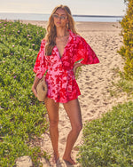 Shaney Color Block Waist Tie Floral Romper