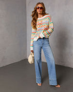 Arlette Striped Abstract Sweater