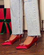 Aurette Satin Bow Embllished Heels