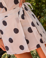 Spotted Love Cotton Polka Dot Wrap Tie Mini Skirt