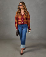 Fall Foliage Plaid Button Down Cardigan