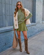 Green % Slow Mornings Ribbed Mock Neck Sweater-5