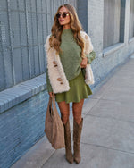 Green % Slow Mornings Ribbed Mock Neck Sweater-1