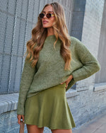 Green % Slow Mornings Ribbed Mock Neck Sweater-3