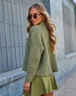 Green % Slow Mornings Ribbed Mock Neck Sweater-4