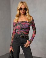 Ashara Printed Off The Shoulder Top