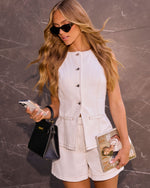 White % Sunday Drive Denim Button Down Top-1