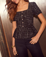 Vintage Orchard Plaid Peplum Top