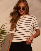 White/Black % Bernie Striped Crew Neck Top-1