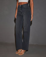 Black % VICI Icon Super Stretch High Rise Straight Color Jeans-3