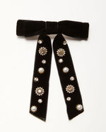 Valerie Velvet Embellished Hair Bow Clip