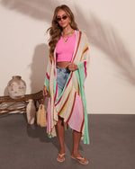 Summer Treat Knit Color Block Duster Kimono