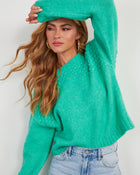 Seafoam % Billie Pom Crewneck Sweater-1