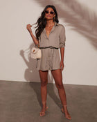 Olive % Grinnell Button Front Romper-1
