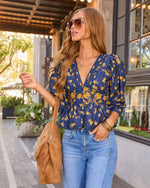 Golden Meadow Floral Puff Sleeve Top