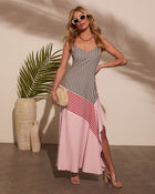 Wanderlust Contrast Stripe Panel Slip Dress
