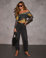 Dreams Only Abstract Off The Shoulder Top