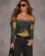 Dreams Only Abstract Off The Shoulder Top