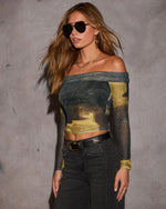 Dreams Only Abstract Off The Shoulder Top
