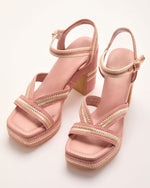 Blush % Tullia Contrast Trim Raffia Platform Sandals-2