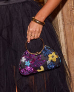 Black Multi % Gypsy Petal Sequin Embellished O Ring Bag-1