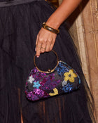 Black Multi % Gypsy Petal Sequin Embellished O Ring Bag-1