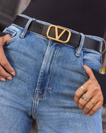 Black % Shes Iconic Vici Logo Belt-4