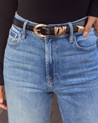 Black % Burnt Umber Stacked Loop Leather Belt-1