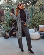 Noellah Herringbone Print Faux Fur Coat