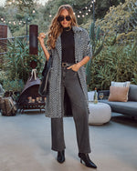 Noellah Herringbone Print Faux Fur Coat