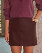 Wild Current Woven Vegan Leather Mini Skirt
