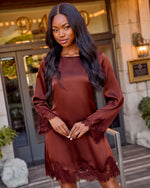 Gayle Satin Lace Trim Mini Dress