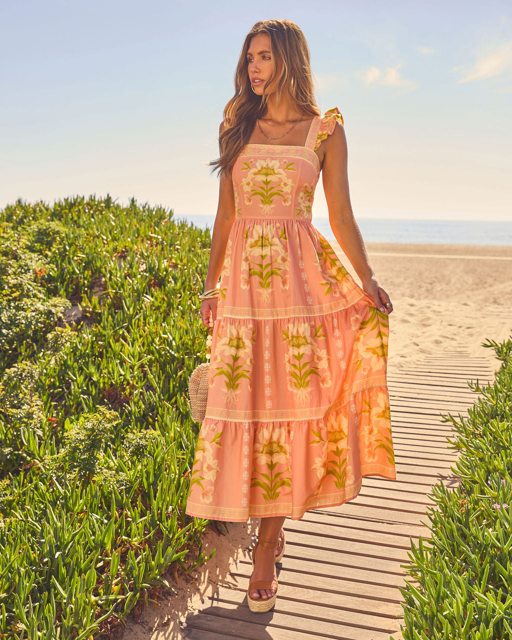 Tropical Reverie Tiered Floral Maxi Dress – VICI