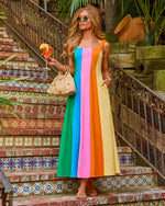 Glory Days Linen Blend Color Block Maxi Dress