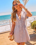 Gentle Motion Cotton Striped Mini Shirt Dress