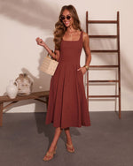 Honeyed Horizon Fit and Flare Midi Dress