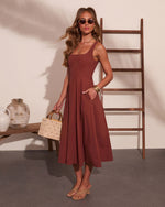 Honeyed Horizon Fit and Flare Midi Dress
