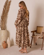 Chocolate Multi % Cecelia High Low Midi Dress-4