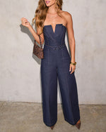 Krissie Belted Denim Jumpsuit