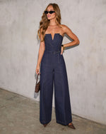 Krissie Belted Denim Jumpsuit