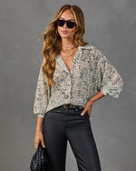 Chrishelle Abstract Button Down Blouse