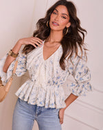 Prairie Peony Floral Lace Trim Top