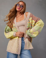 Yellow Multi % Ferrell Printed Open Front Cardigan-9