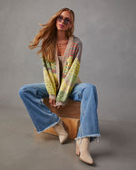 Yellow Multi % Ferrell Printed Open Front Cardigan-11