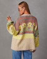 Yellow Multi % Ferrell Printed Open Front Cardigan-12