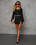 Liliane Cropped Collarless Tweed Top